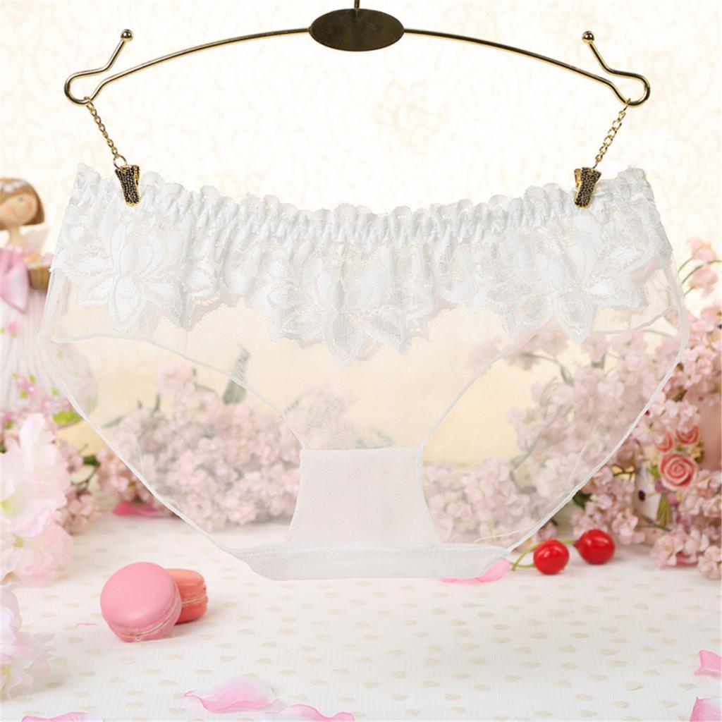 2-6pack Sexy Sheer Mesh Panties Low Rise Briefs Underwear Lingerie White