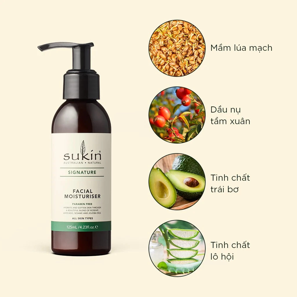 Kem dưỡng ẩm dành cho da mặt Sukin Facial Moisturiser 125ml