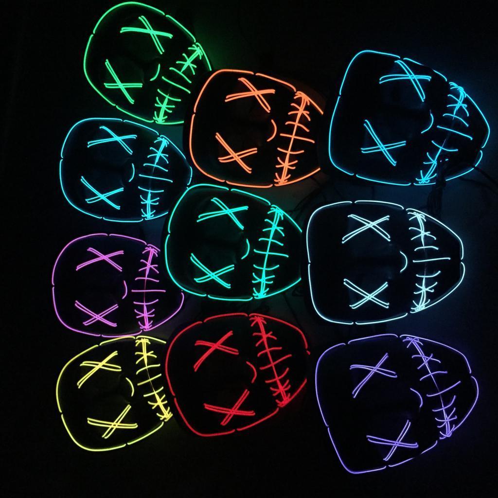 LED Mask Frightening Light Wire Face for Halloween Cosplay Festival Parties