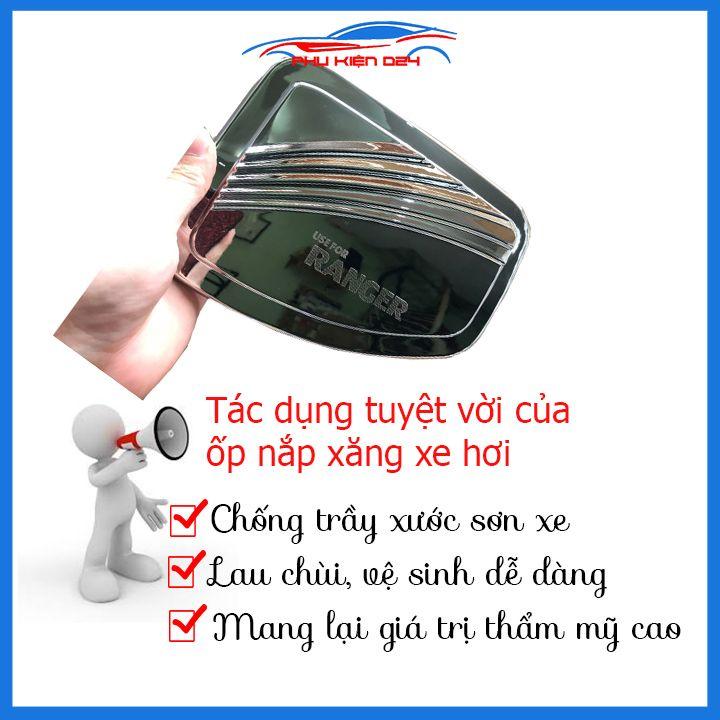 Ốp nắp bình xăng Ranger 2014-2015-2016-2017-2018-2019 mạ crom chống trầy bảo vệ ô tô
