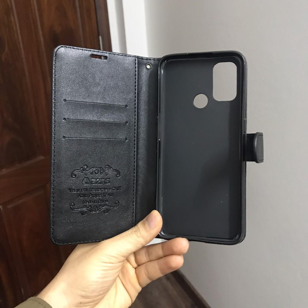 Bao da ốp lưng dành cho Oppo A53 kèm ví gập nắp da thật mềm mịn - azns