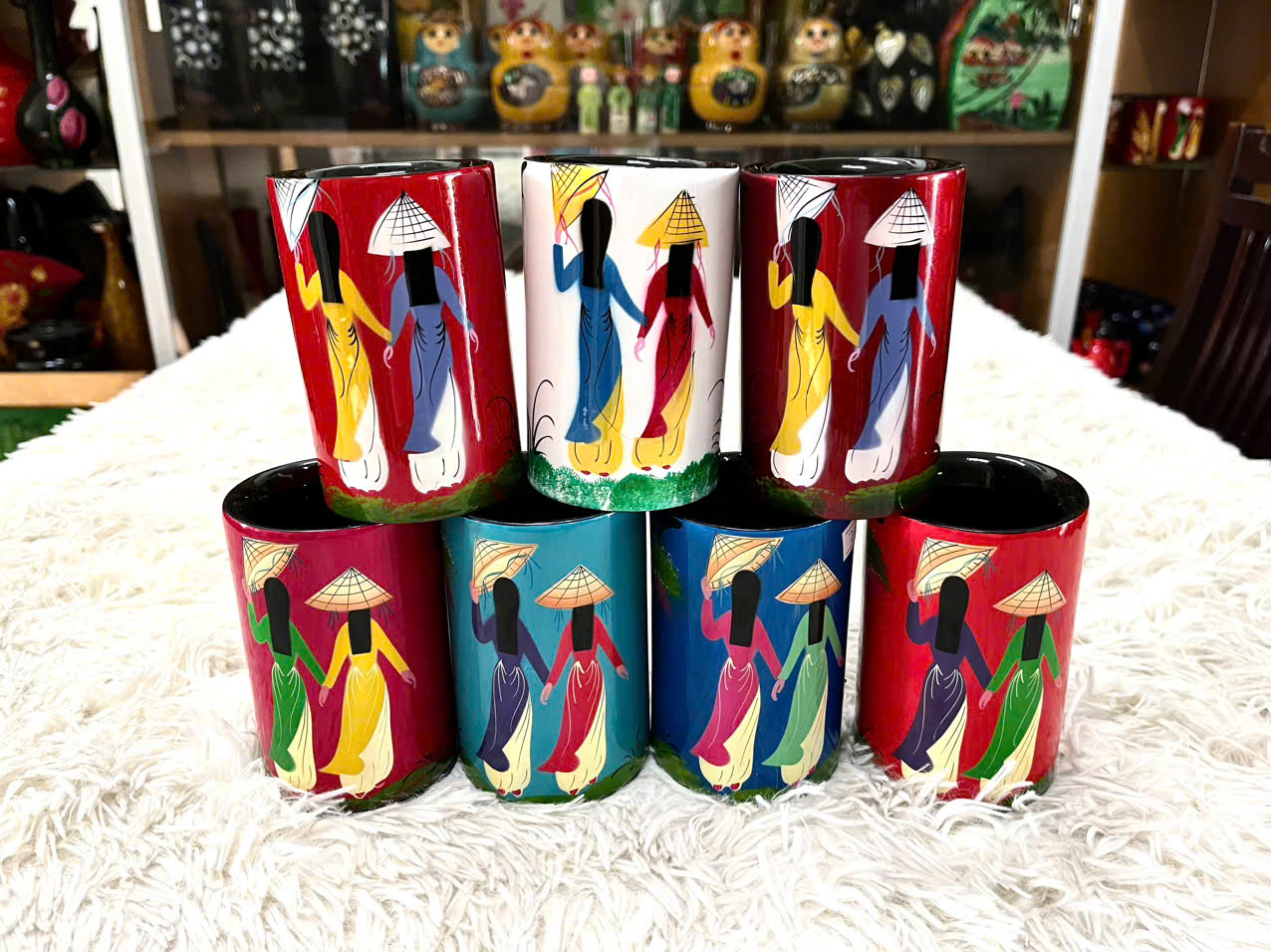 [SƠN MÀI LOẠI 1] Hủ cắm bút sơn mài - Quà Tặng Quà Lưu niệm - Trang trí Decor size 11x7 cm