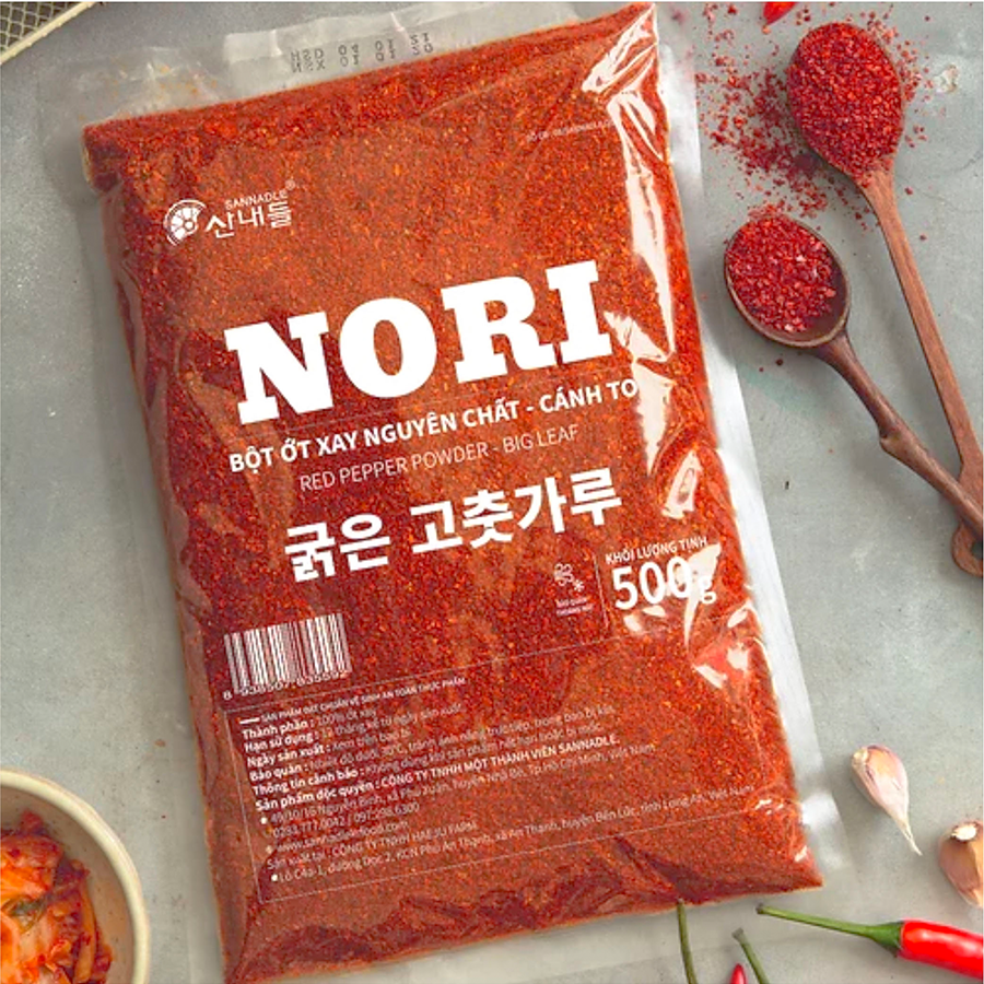 Bột ớt xay nguyên chất _ Loại cánh to NORI 500g - Dùng làm kim chi, chế biến các món ăn Hàn Quốc