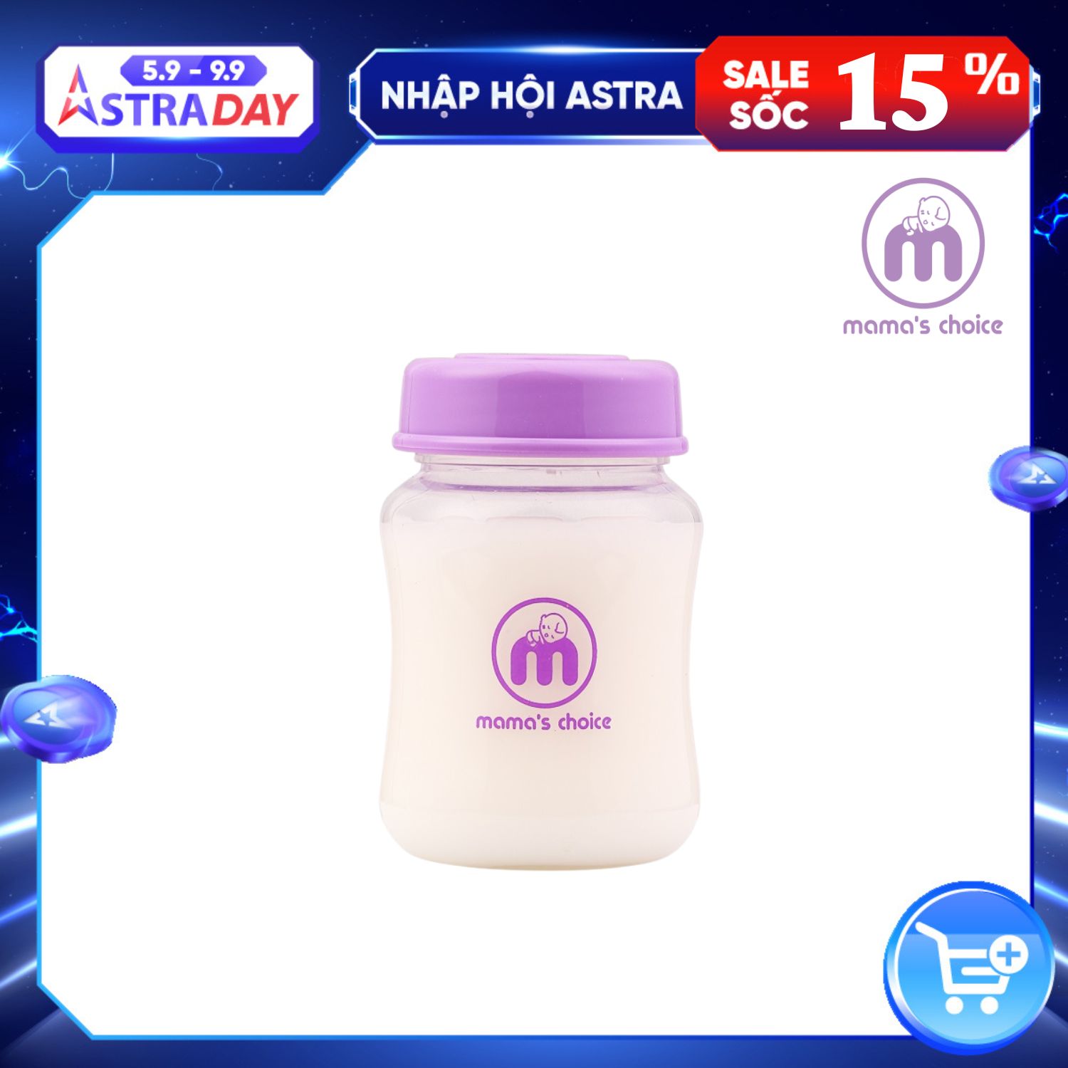 Bình Trữ Sữa Cổ Rộng Mama's Choice 180ml–240ml, Tương Thích Máy Hút Sữa Spectra, Avent, Fatz, Rozabi, Cimilre