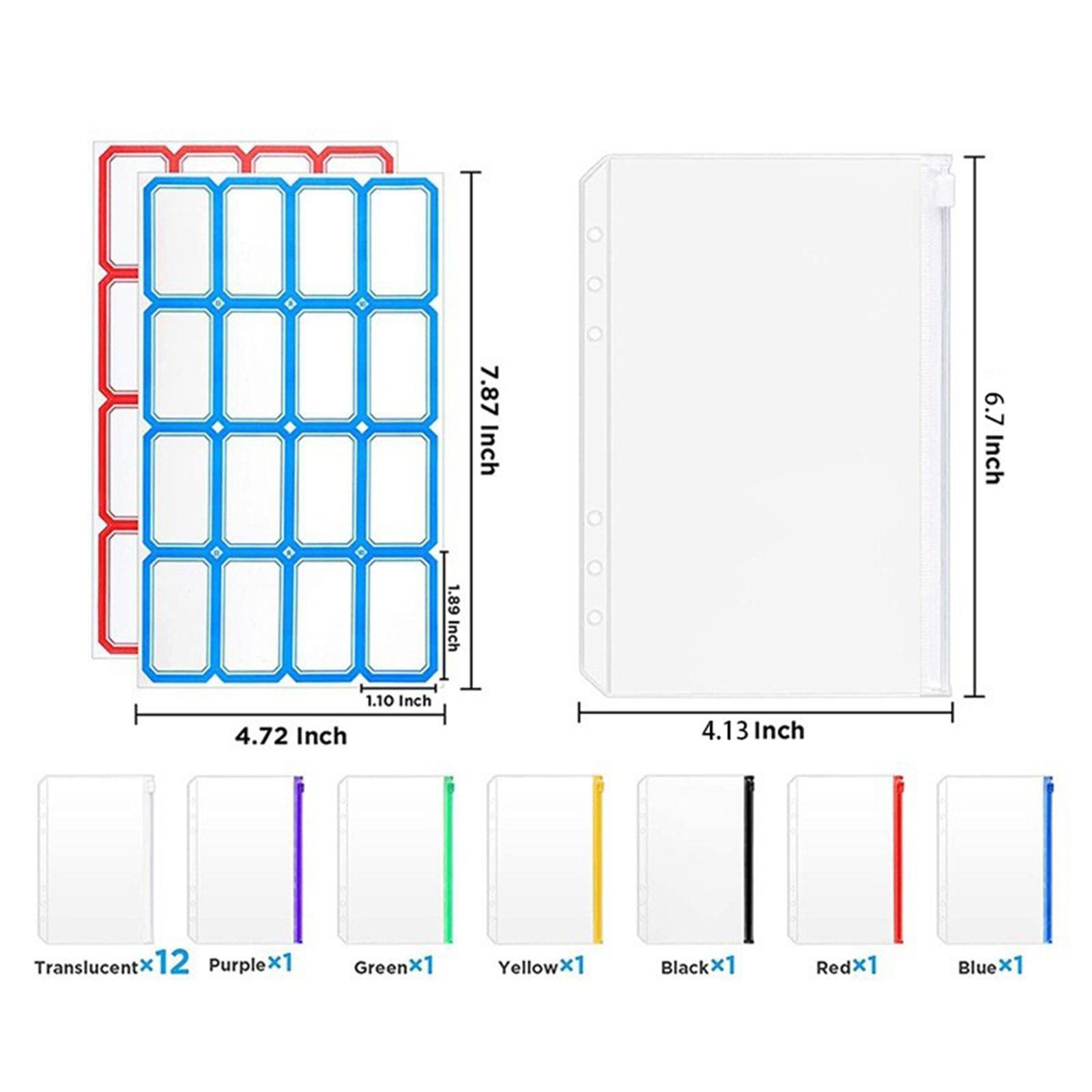 18 Pieces Binder Pocket Notebook Binder Loose Leaf Bags 6 Holes Binder Zipper Folders Waterproof Pouch Document Filing Bags