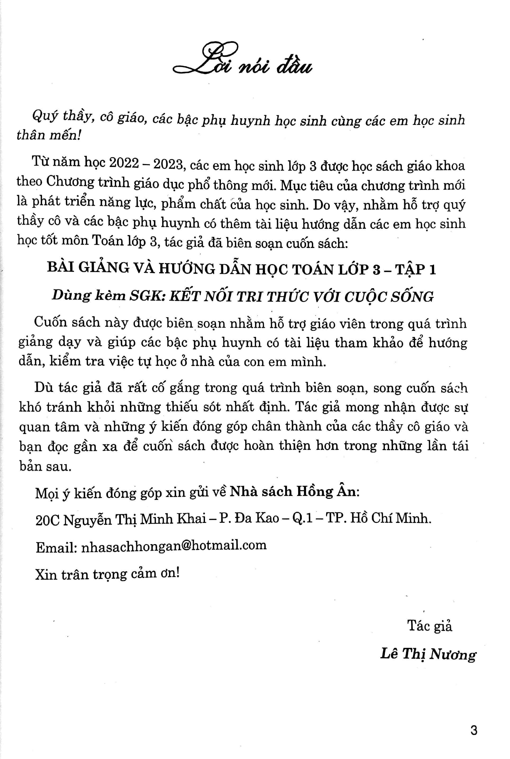 Bài Giảng Và Hướng Dẫn Học Toán Lớp 3 - Tập 1 (Bám Sát SGK Kết Nối Tri Thức Với Cuộc Sống)