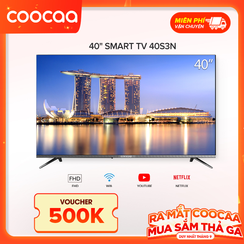Smart TV Full HD Coocaa 40 Inch Tivi-Tràn Viền - Model 40S3N (Bạc) - Hàng chính hãng