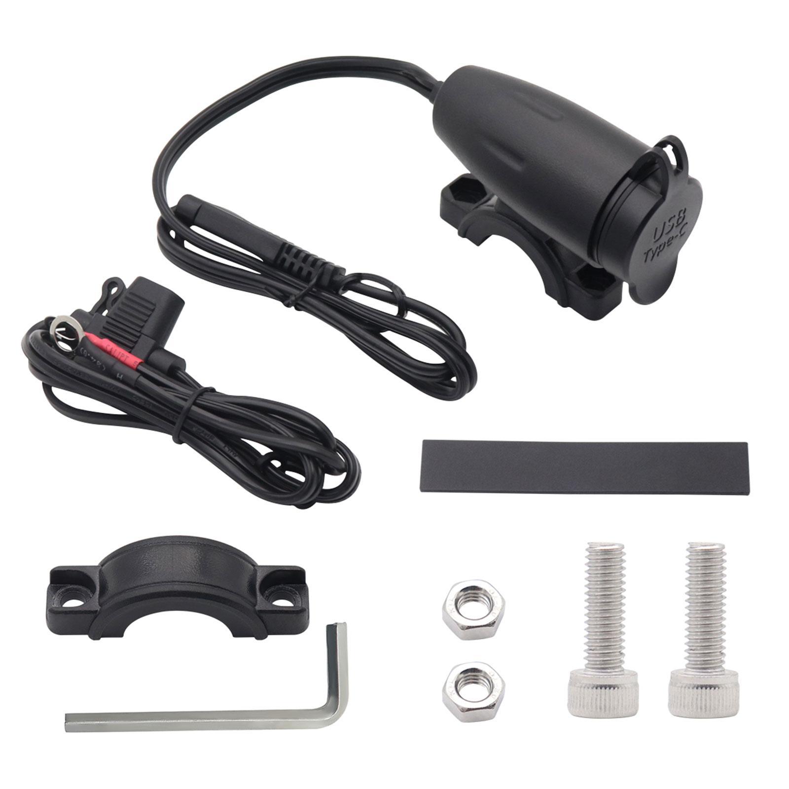 Motorcycle USB Phone Charger Quick Disconnect Dual Port for Smartphone
