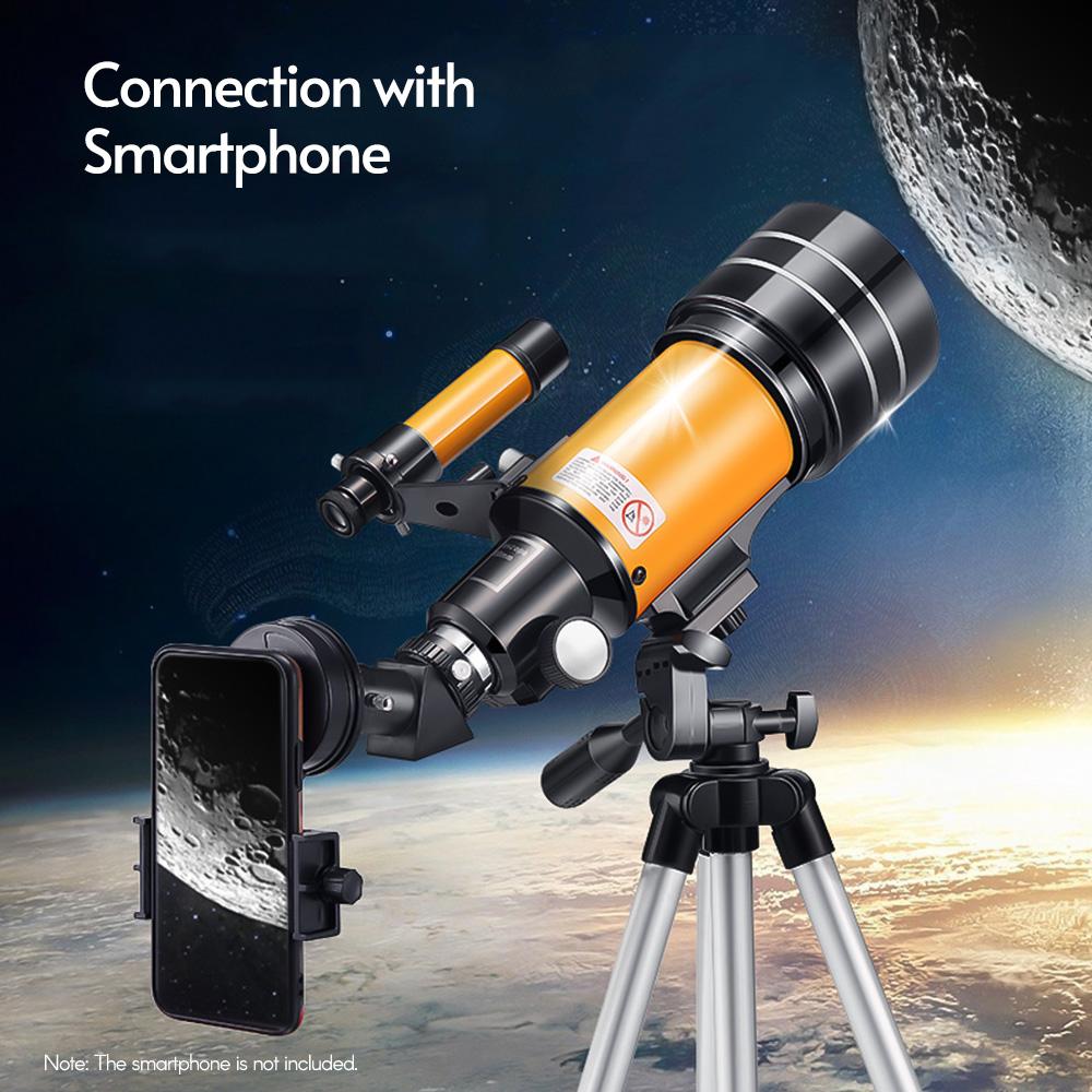 15X-150X 70mm Astronomic Refracting Monocular Telescope with Tripod Eyepiece Dust Cover Teleconverter Finder Scope
