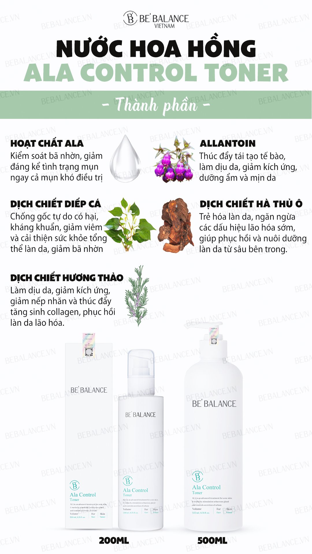 Nước hoa hồng BEBALANCE Ala Control Toner 200ml