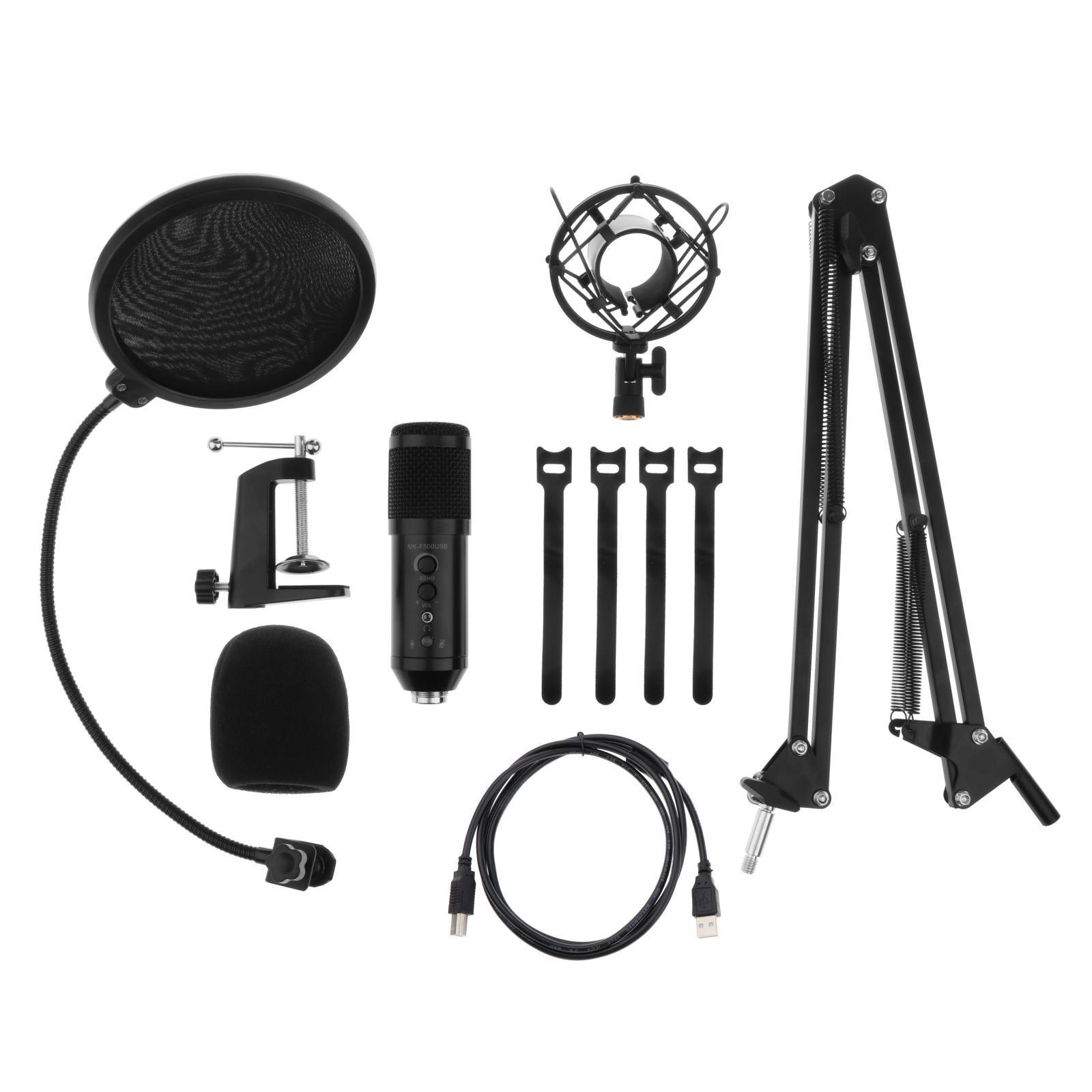 USB Podcast Condenser Microphone, Professional PC Streaming Cardioid Microphone Kit with Boom Arm, Shock Mount,  Filter and Windscreen