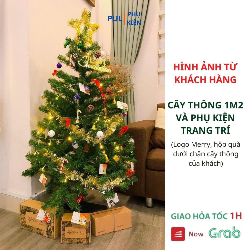 Cây thông noel mini để bàn 1m2 màu xanh trang trí giáng sinh