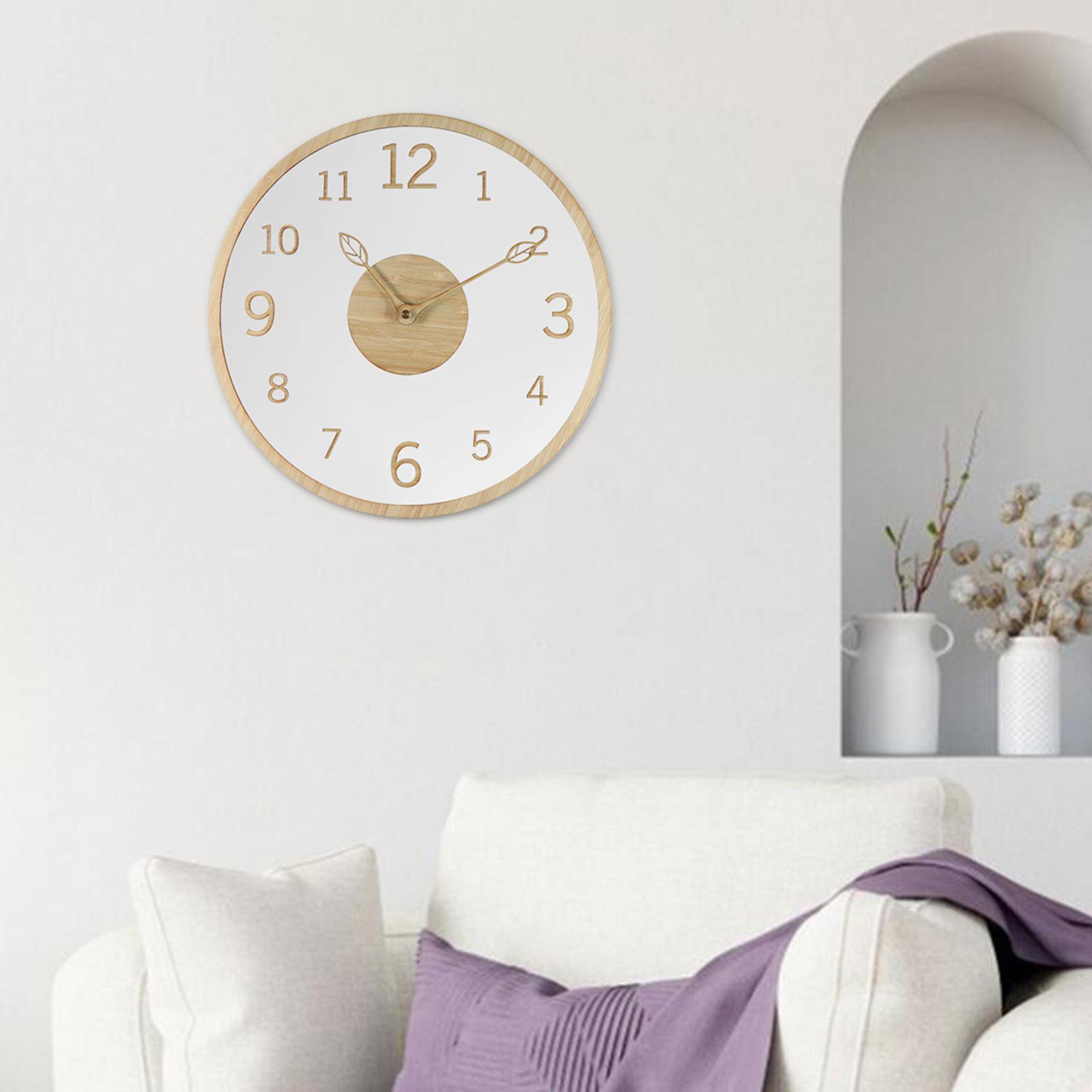 Modern Wall Clock Silent Wooden Wall Hanging Clock for Office Home Classroom