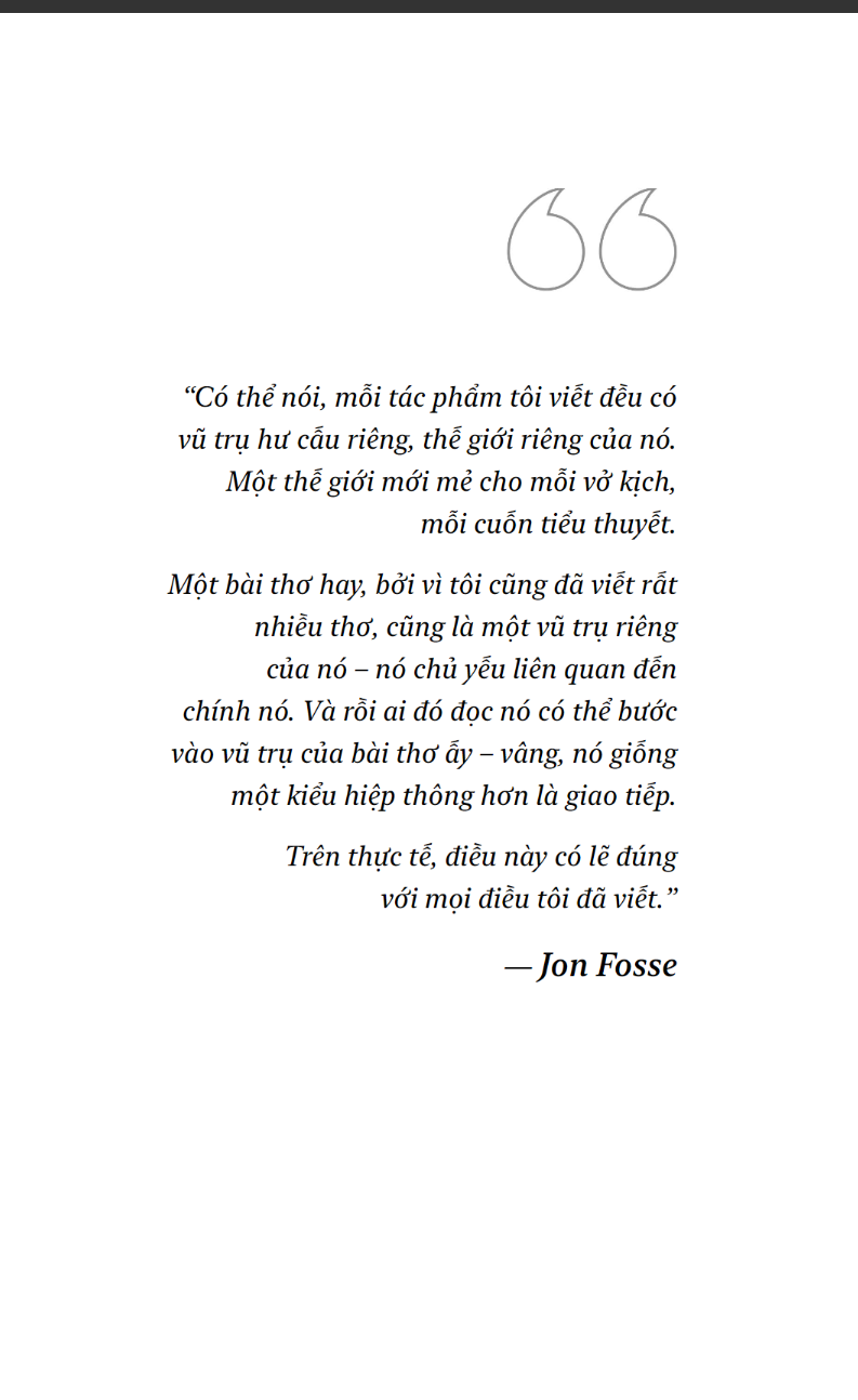 Ba Màn Kịch (Jon Fosse - Tác giả Nobel Văn Chương 2023)