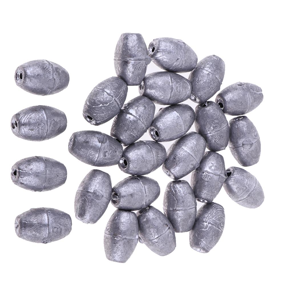 25Pieces Premium Fishing Sinker Weights Olive Shape Lead Fishing Weights