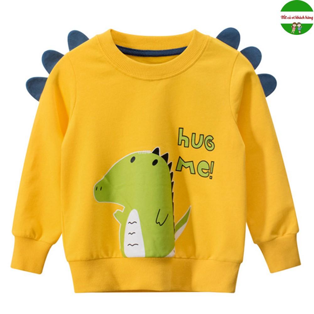 Áo trẻ em Khủng Long Nỉ Da Cá Cho Bé Chất Cotton cho bé từ 10-35kg