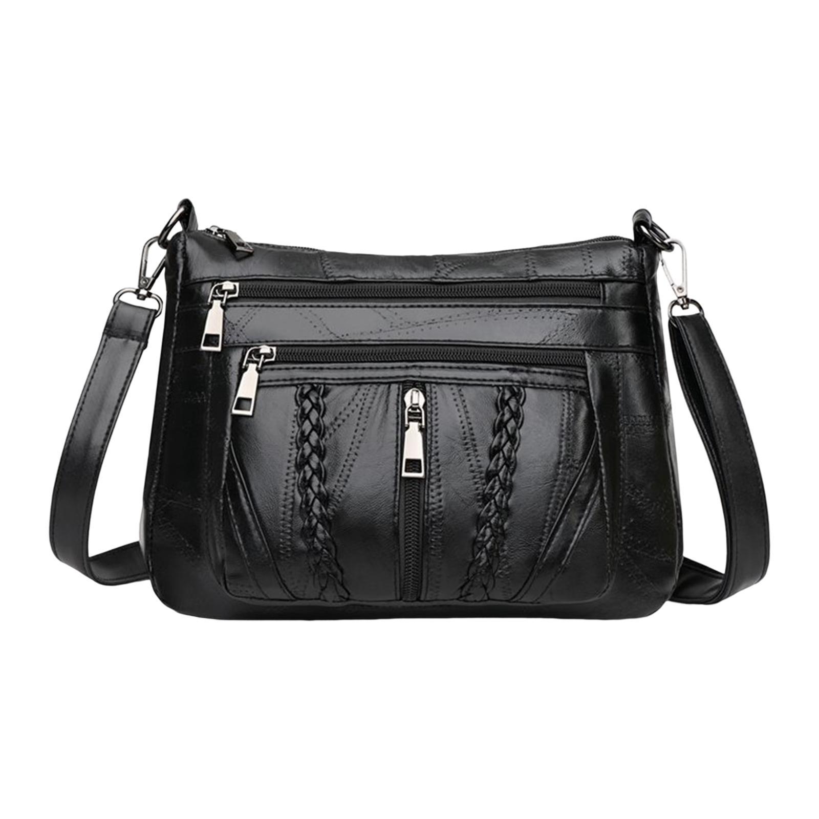 Womens Leather Shoulder Bag Travel Bag Big Capacity Vacation Zipper Handbag