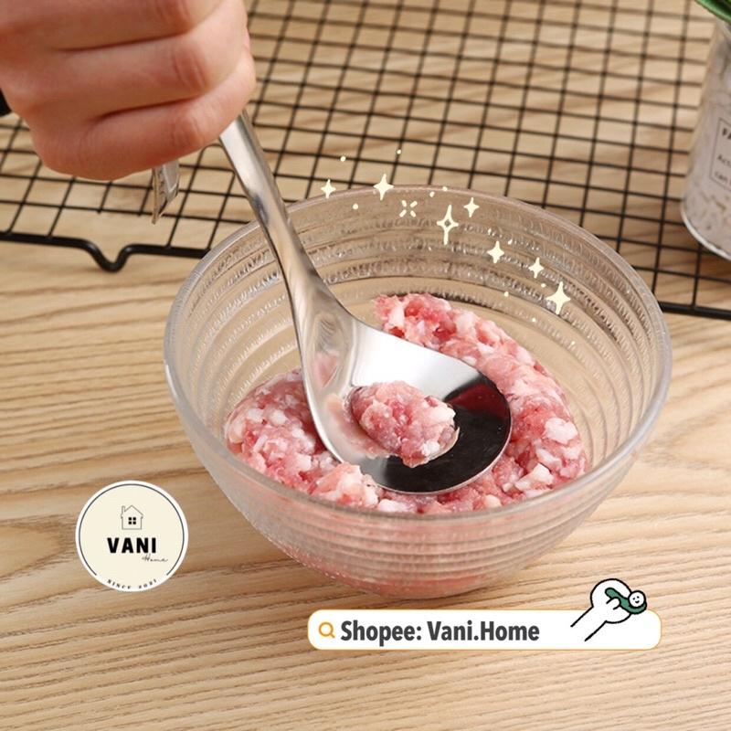 Dụng cụ làm thịt viên, chả viên, bò viên đa năng - Khuôn thìa tạo viên thịt tròn bằng inox cao cấp chống gỉ sáng bóng