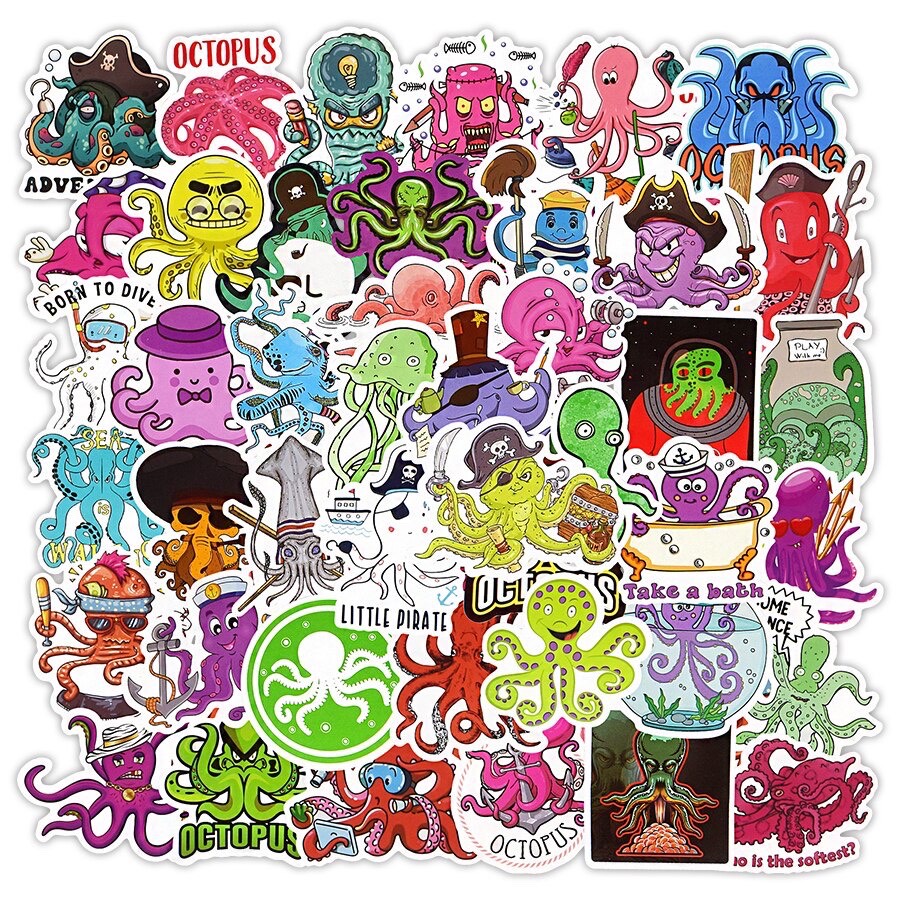 Set 30 Sticker ảnh hình cute Bạch Tuộc