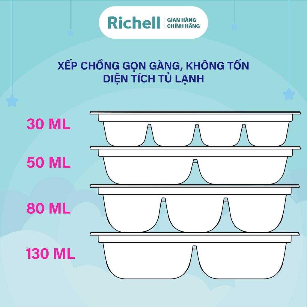 Bộ khay trữ đông thức ăn dặm Richell Nhật Bản có nắp đậy 30-50-80-120ml | Baby