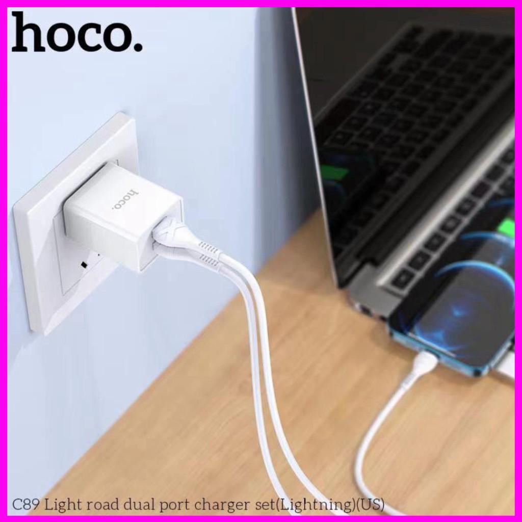 Bộ sạc hoco c89, 2 cổng usb, typec, micro, - Hàng Chính Hãng