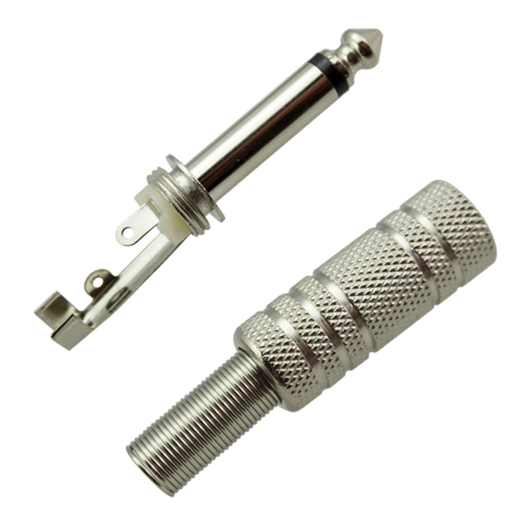 6.35mm Plug Audio Cable Amplifier Connector 1/4'' Mono For Guitar Bass 2Pcs