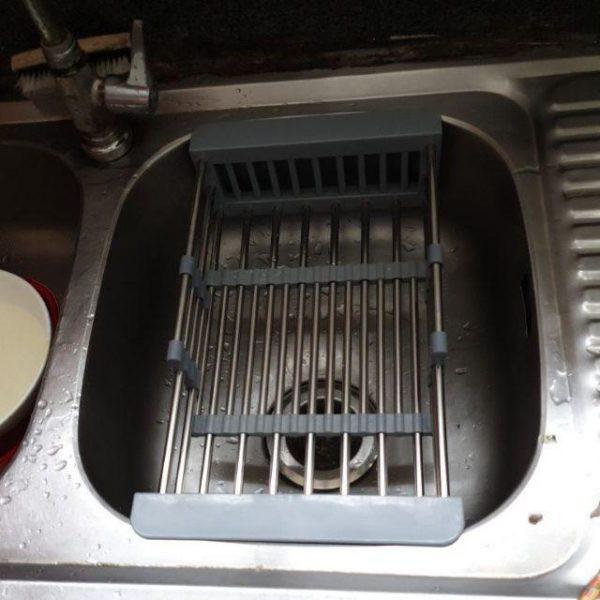 Giá inox kéo giãn kê bồn rửa bát