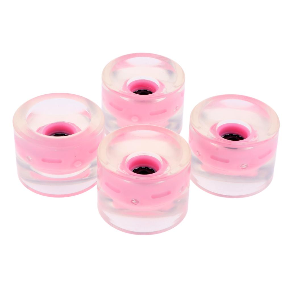 2x4pcs 70mm Light Up Skateboard Longboard Wheels Glow at Night 78A Pink