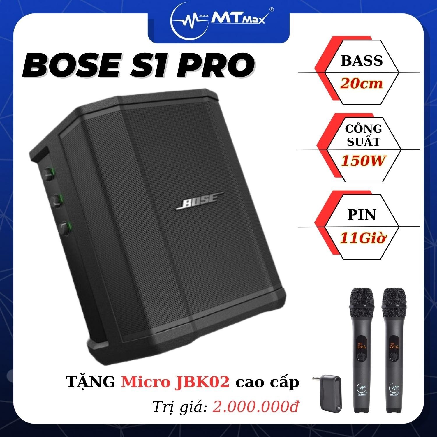 (Tặng Kèm Mic JBK02) Loa  S1 Pro Tặng Mic Cao Cấp - 150W Mixer 3 Kênh, Bluetooth, AUX, Hệ Thống PA All-In-One Hàng Chính Hãng