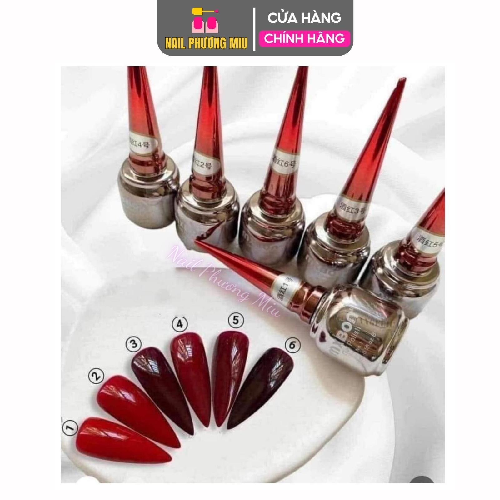 Set Sơn Gel MXBON Đỏ 6 Màu Cao Cấp Chai 15ml, Sơn Bóng Đặc Mướt, Không Ánh Tím Làm Nail, Không Kèm Bảng Màu Nữ Women