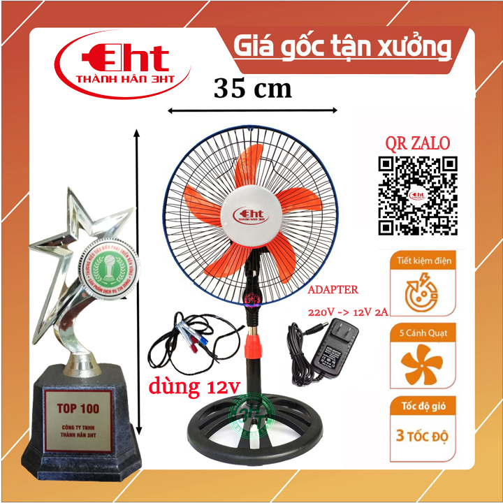 [HCM]Quạt Kẹp Bình 12V Công Nghiệp B3 Lổ Cắm 5.5 ly 3 Tốc Độ Gió Chạy Trực Tiếp NLMT. HÀNG CHÍNH HÃNG