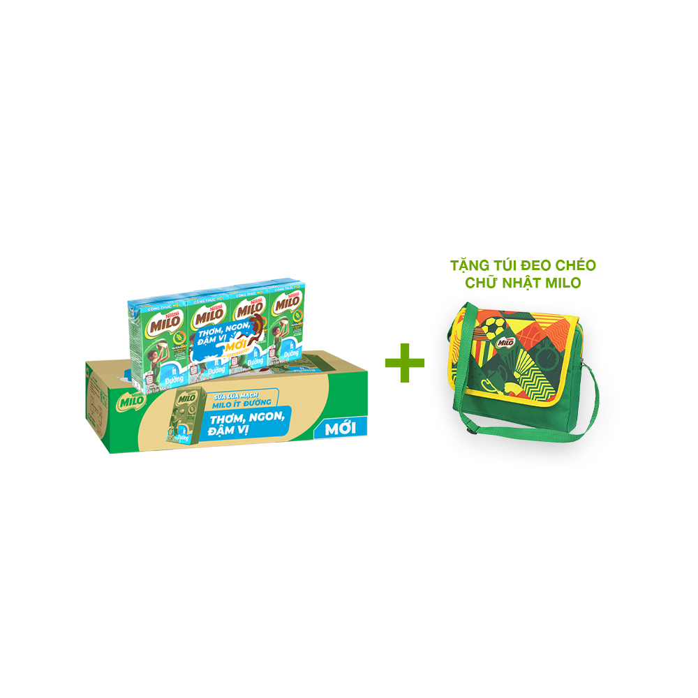 Sữa lúa mạch Nestlé MILO Ít Đường thùng 48 hộp x 110ml