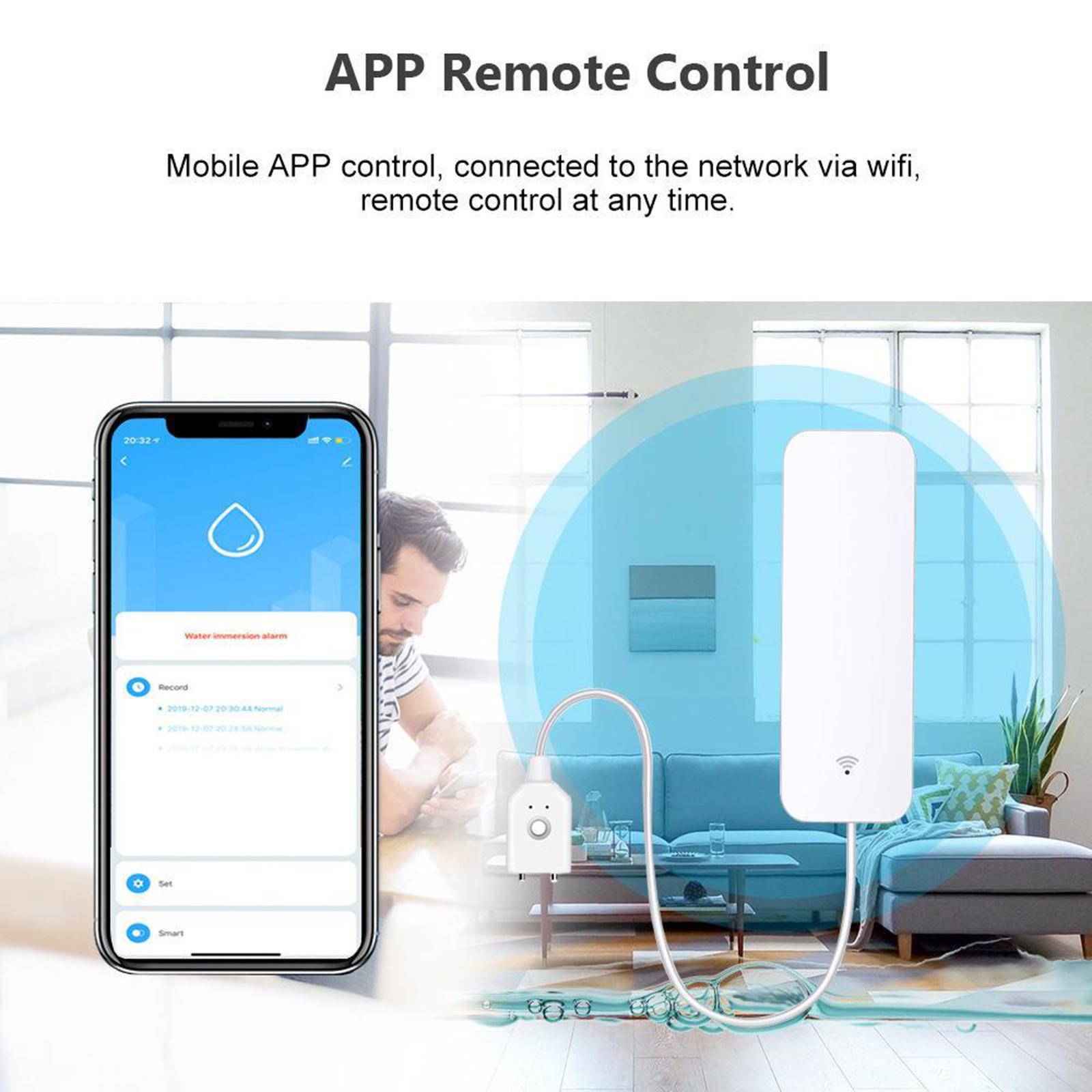 2xAPP Alerts Smart Wireless WIFI Water Leakage Detector Sensor Alarm