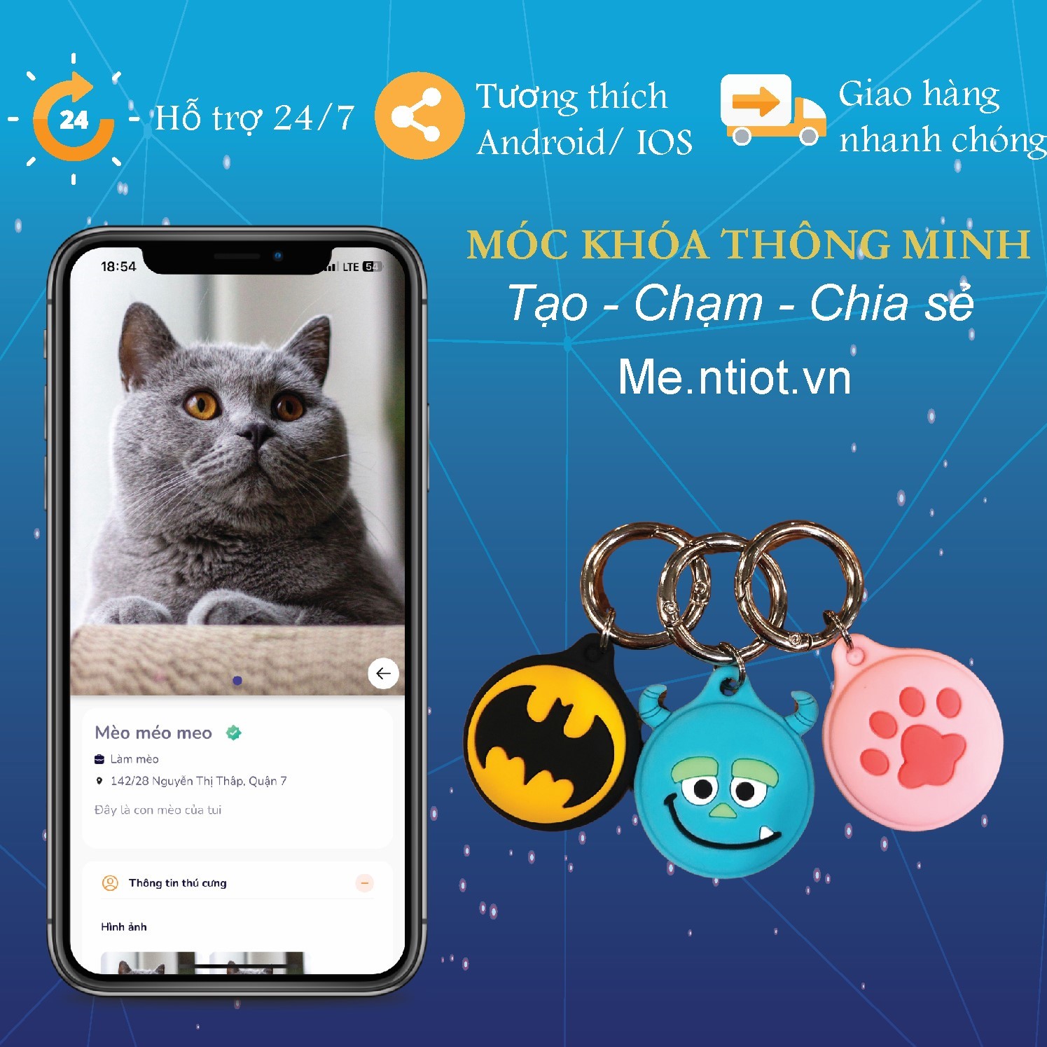 Móc khóa công nghệ hình dễ thương, lưu trữ thông tin cá nhân, mạng xã hội