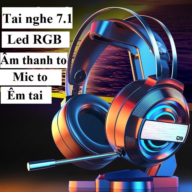 Tai Nghe Chụp Tai Gaming 7.1 VINETTEAM Q9 -Tai Nghe Game Thủ Chụp Tai Led RGB Công Nghệ Khử Tiếng Ồn Với Mic Arc- Hàng Chính Hãng