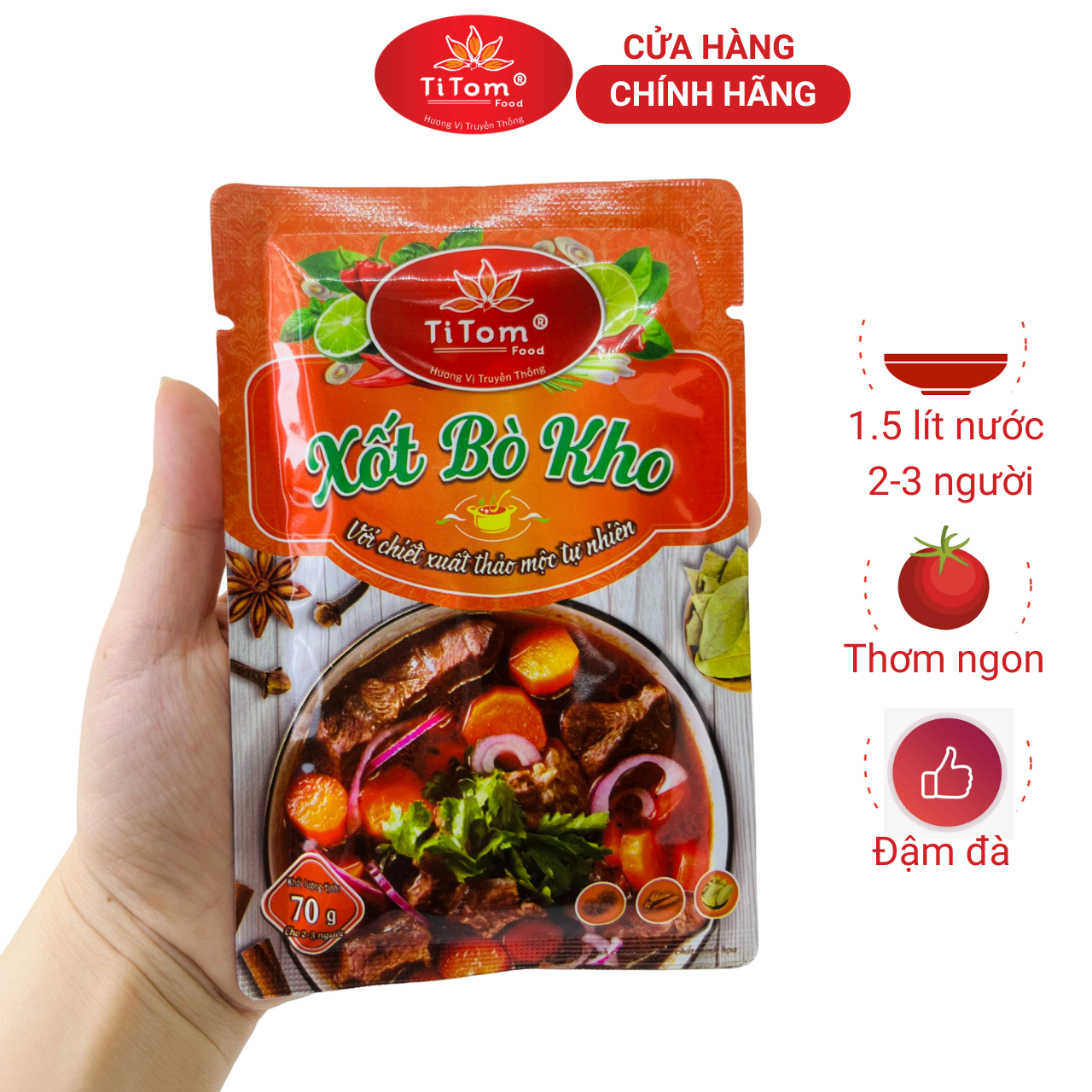 Xốt bò kho Titom gói 70g gia vị bò kho hoàn chỉnh dùng ướp nấu bò kho