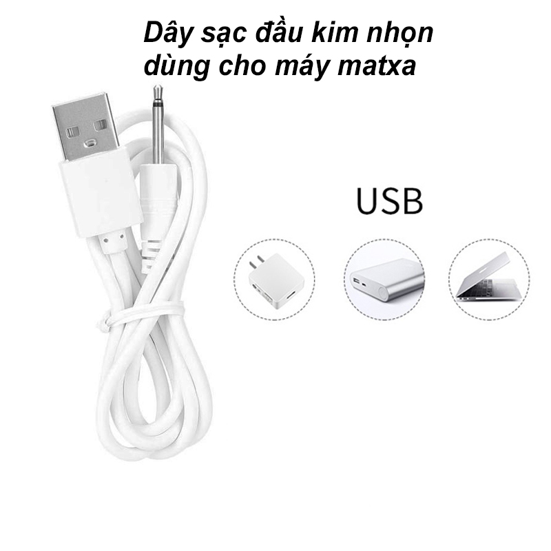 Dây sạc máy massage USB sang 2.5 Aux, dành cho các loại máy massage mặt mắt body toàn thân đầu nhọn loại tốt