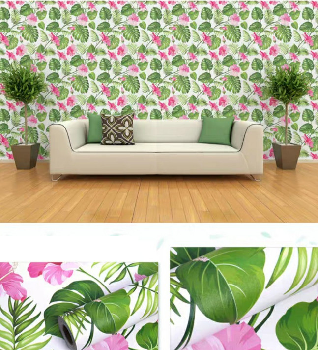 GIẤY DÁN TƯỜNG KHỔ 45CMX10M LÁ HOA TRẮNG
