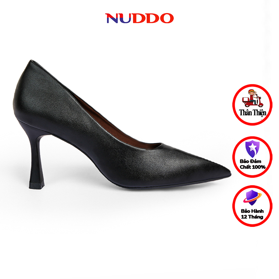 Giày cao gót nữ công sở NUDDO mũi nhọn gót nhọn 7 phân da lì mềm mại_NUL705