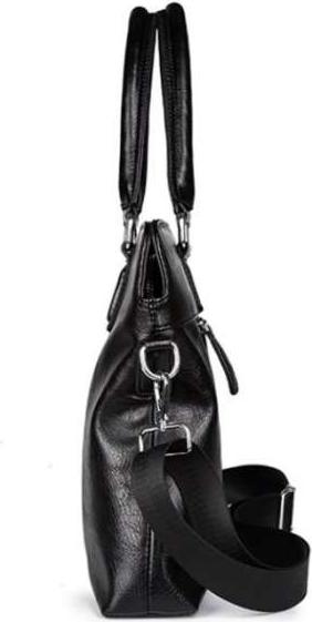 Men's Simple Business Tote PU leather Briefcase - Black