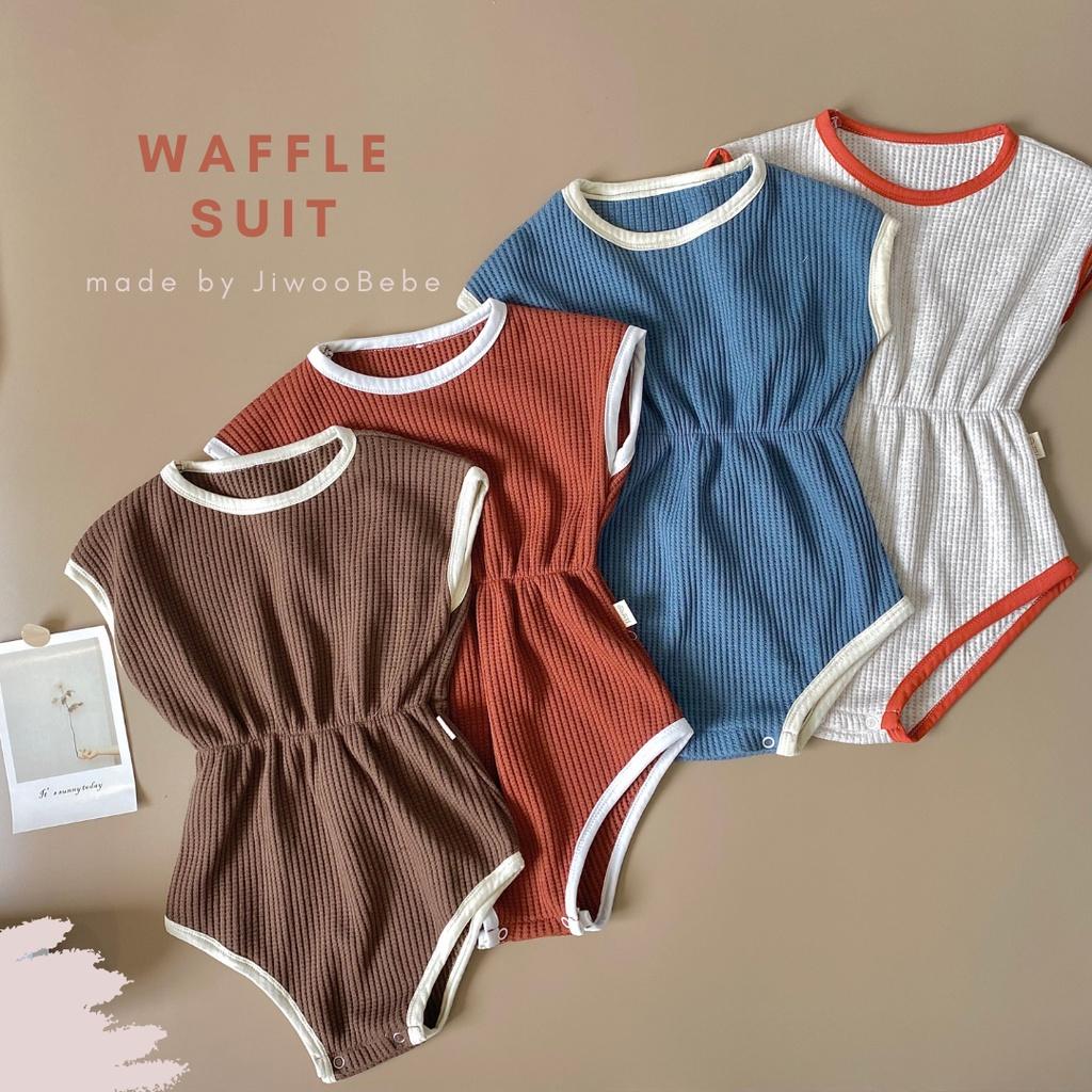 Body Cho Bé, Bộ Liền Thân Mùa Hè Trẻ Em Vải Cotton Waffle Hàn Quốc Unisex