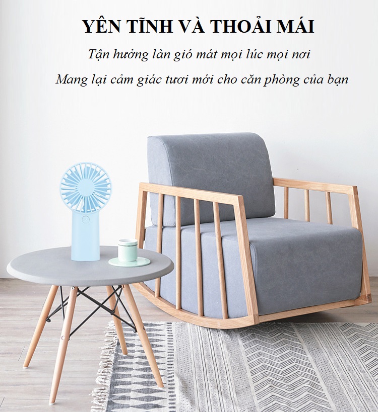 Quạt Tích Điện Thiết Kế Cầm Tay DD.1183 - 2 Cấp Độ Gió, Dung Lượng Pin Lớn