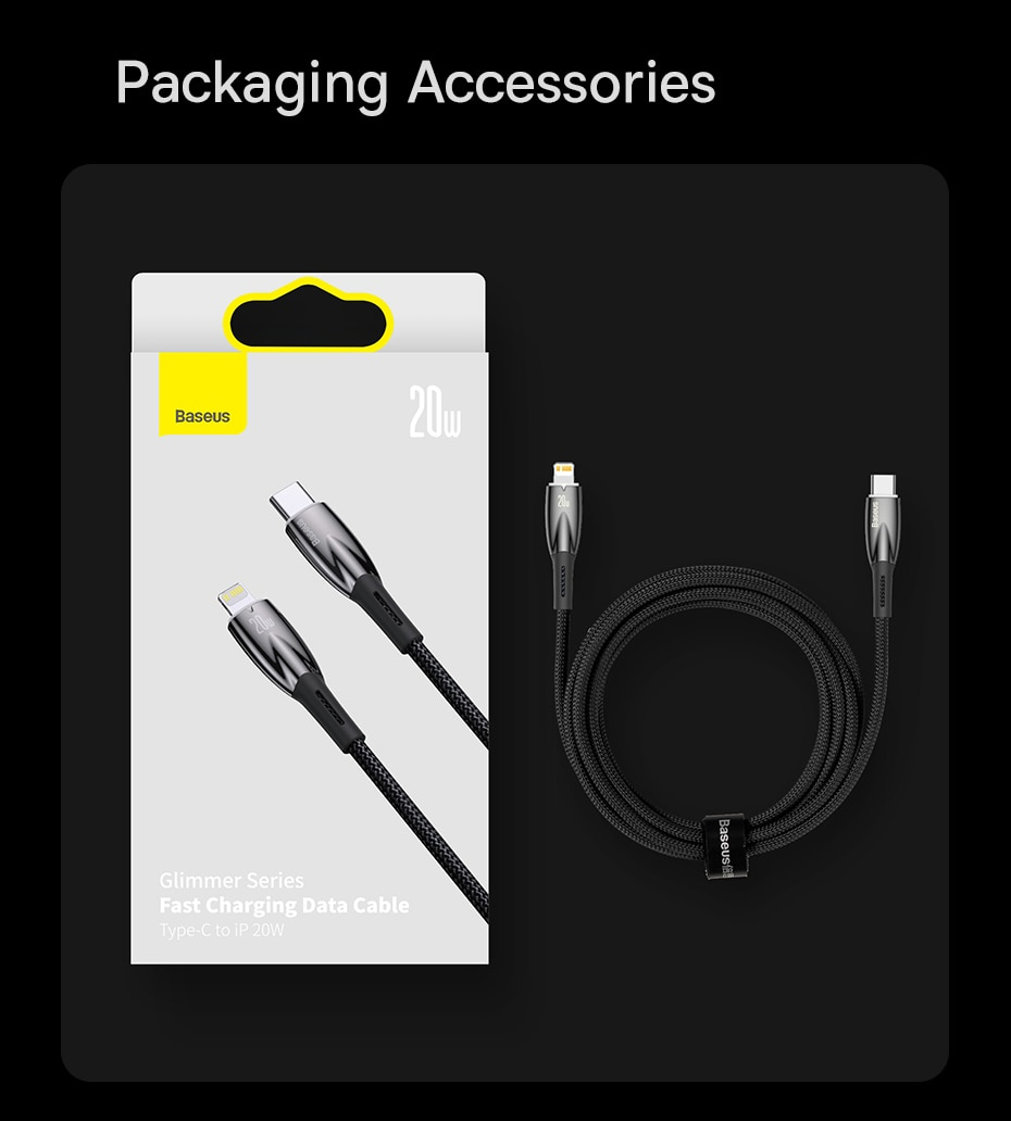 Cáp Sạc Nhanh Cho iPhone 14 Series Baseus Glimmer Series Fast Charging Data Cable Type-C to iP 20W Hàng Chính Hãng