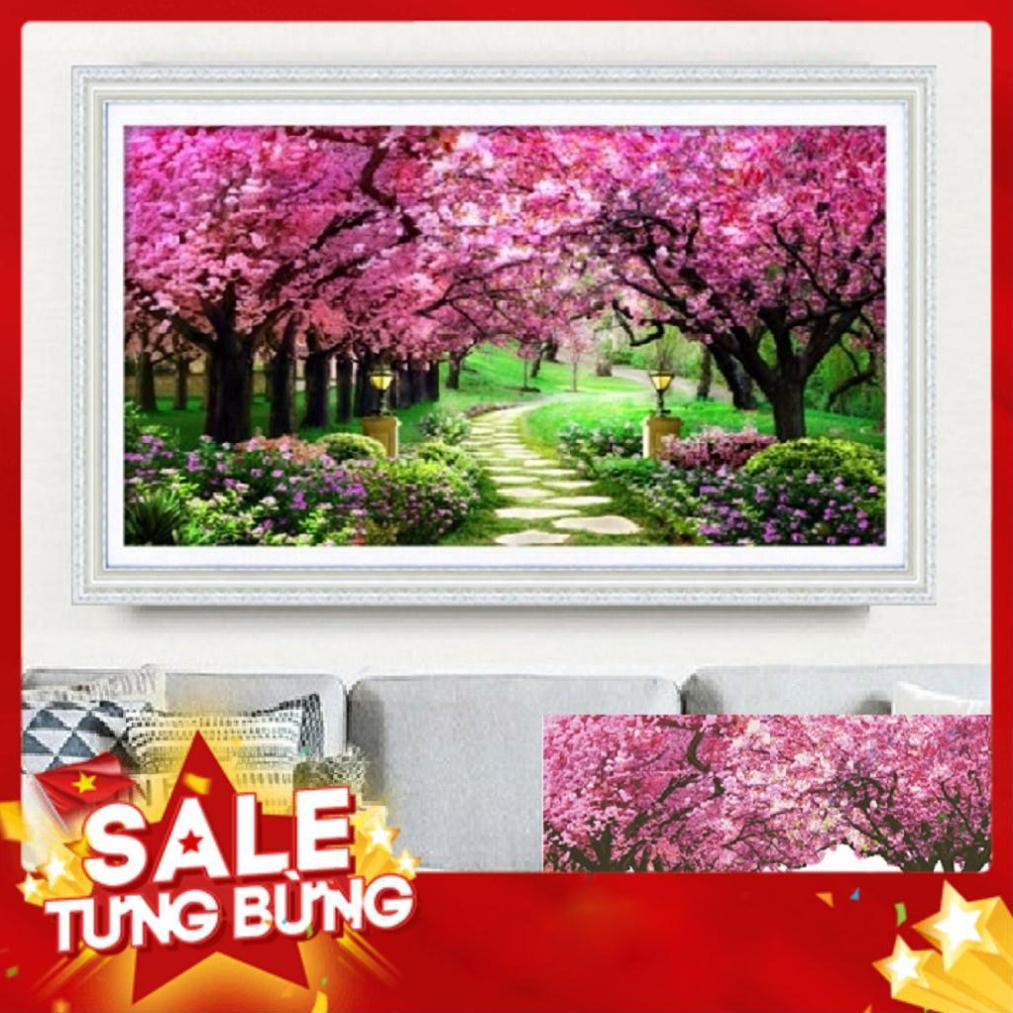 TRANH THÊU CHỮ THẬP VƯỜN CÂY TÌNH YÊU TRANH CHƯA THÊU LAVENDER LV005 LV006