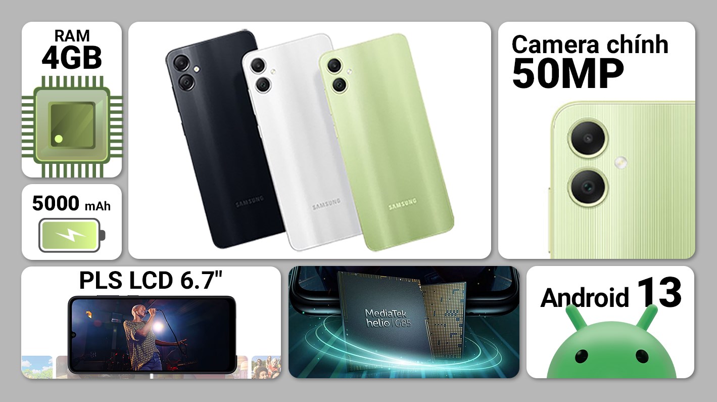 Điện thoại Samsung A05 4GB - hàng chính hãng