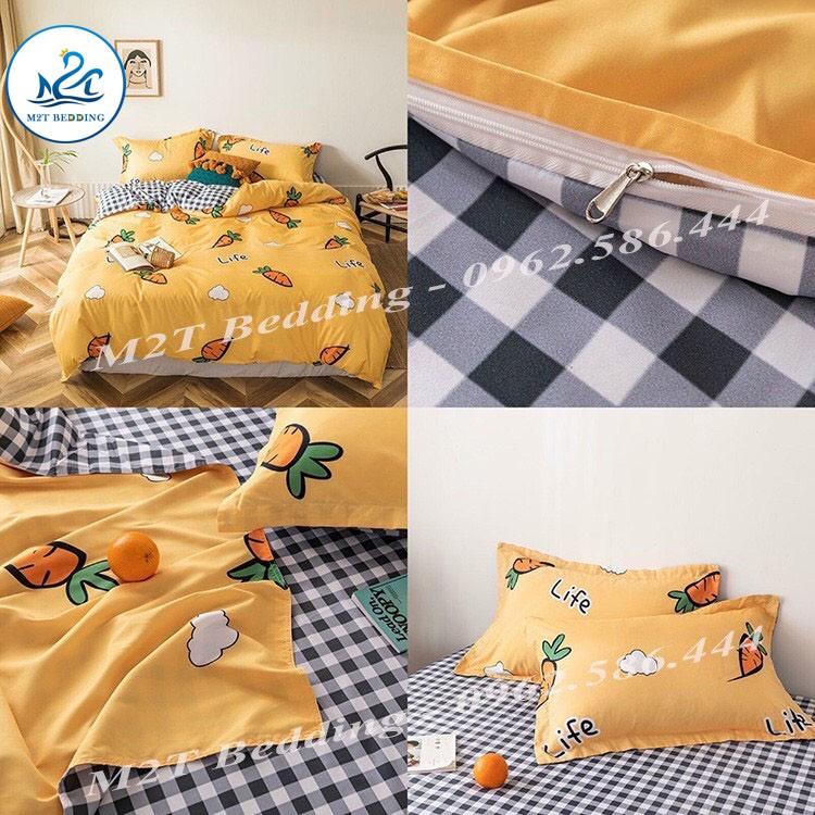 Bộ chăn ga Cotton poly hoa lá M2T Bedding chăn ga Hàn Quốc đủ size miễn phí bo chun drap ga giường