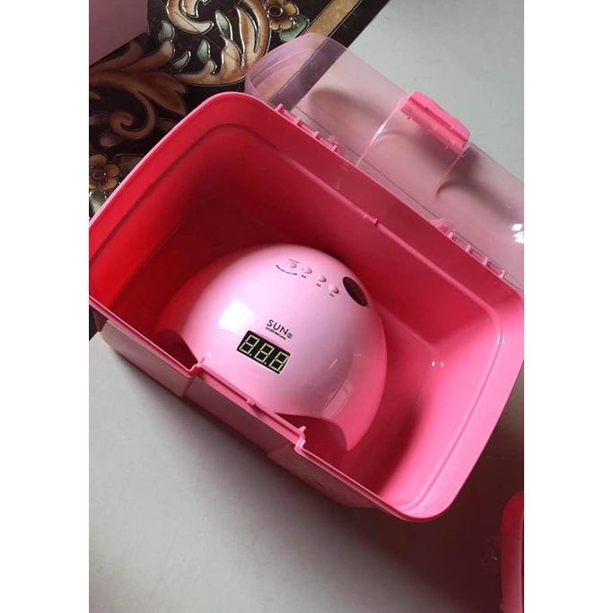 Cốp nhựa 2 tầng đựng nail, mi, đồ trang điểm