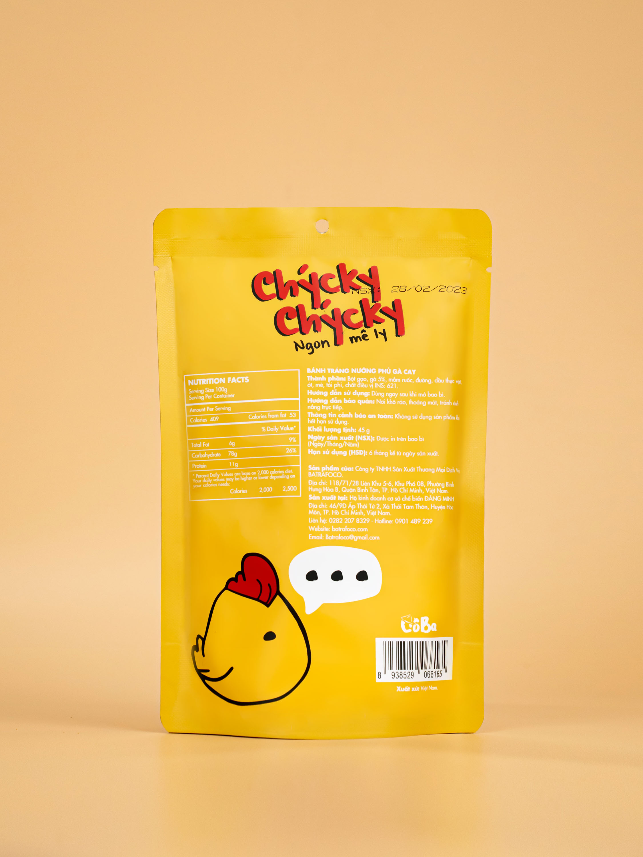 Snack Bánh Tráng Nướng Phủ Gà Cay Chycky Chycky Cô Ba 45g đồ ăn vặt,mồi nhậu ngon,giá rẻ cho dân văn phòng