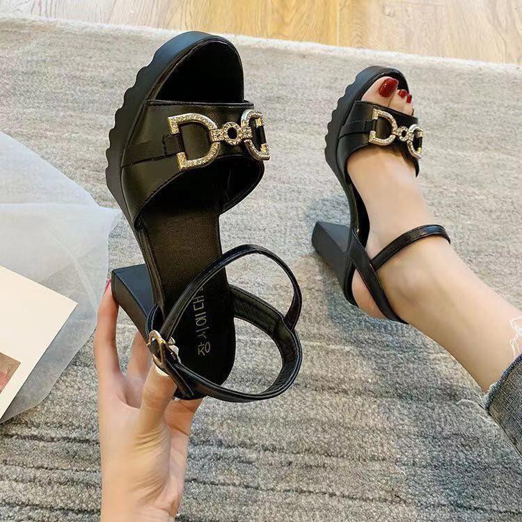 Sandal nữ cao gót đế đúp 10 phân tag C.G. (mã 8001