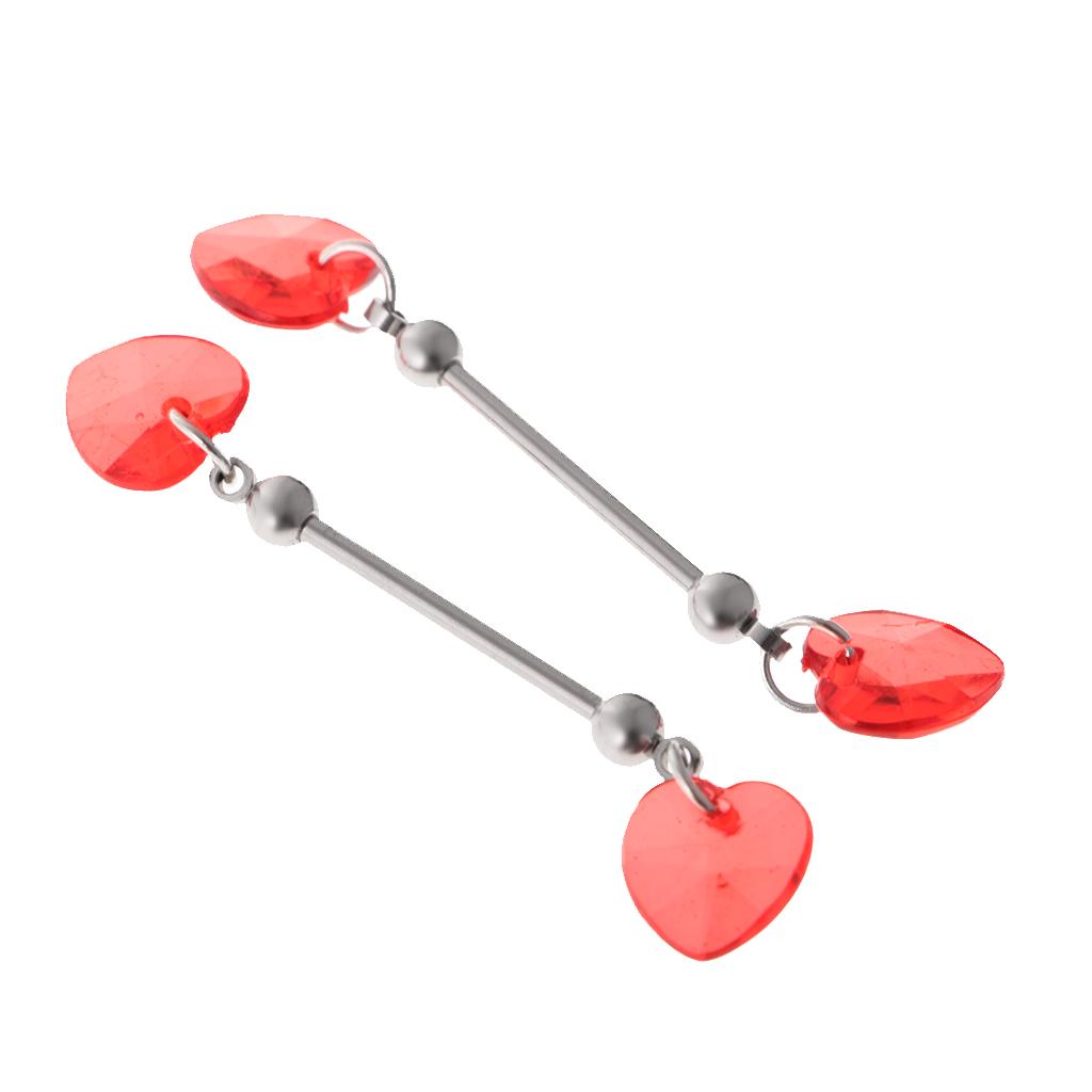 1 Pair Vintage Heart Nipple Bar Ring Stainless Steel Body Piercing Jewelry